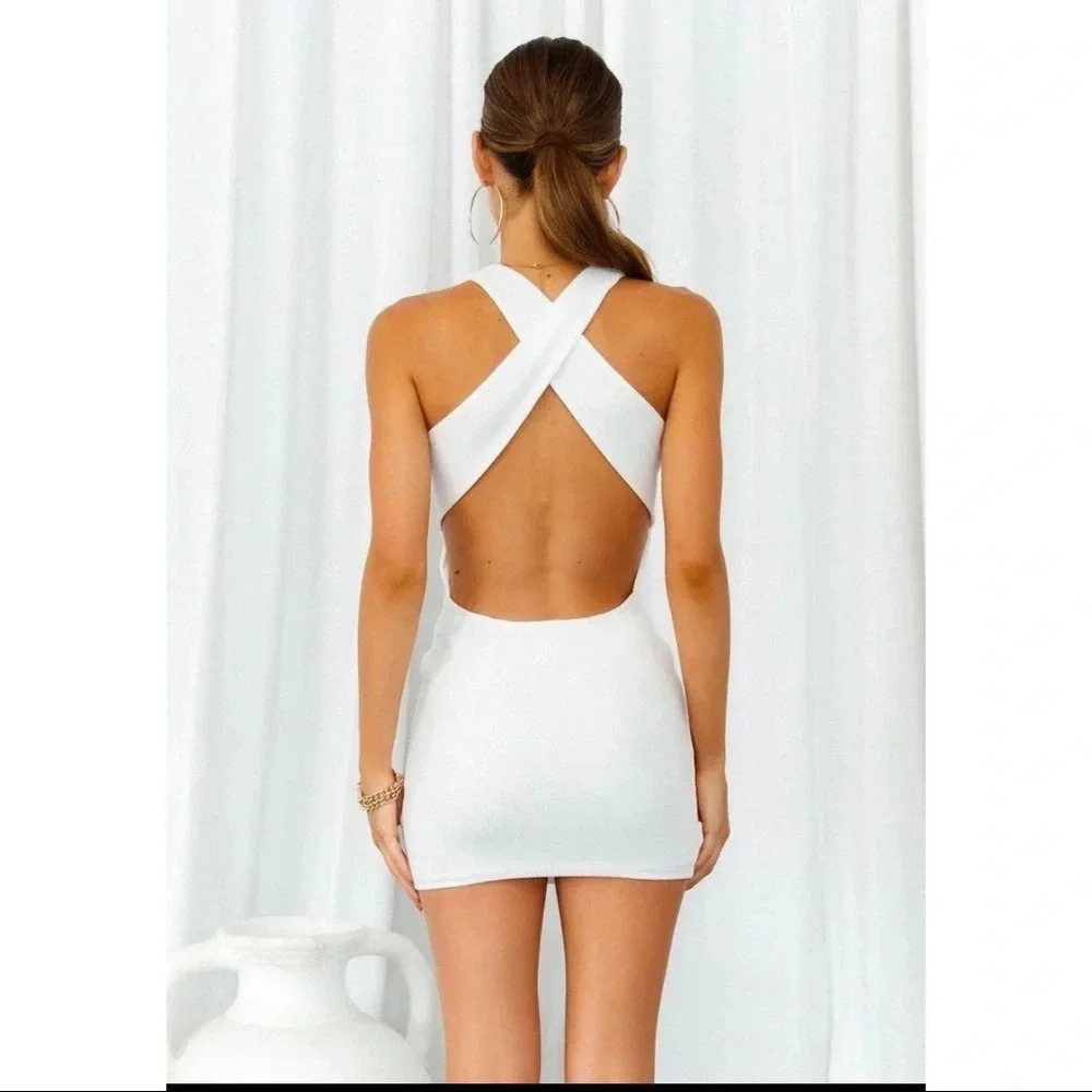 Lioness Cross Back Mini Dress White*New - Picture 6 of 7